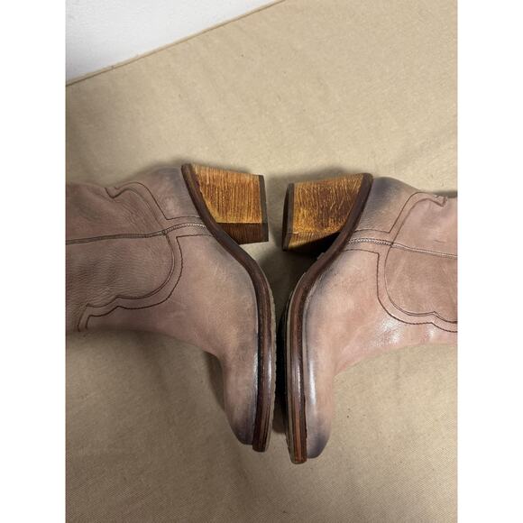 Sam Edelman Boots Womens Size 7.5 Taupe Nile Western Cowboy Leather Stacked Heel - Picture 7 of 14